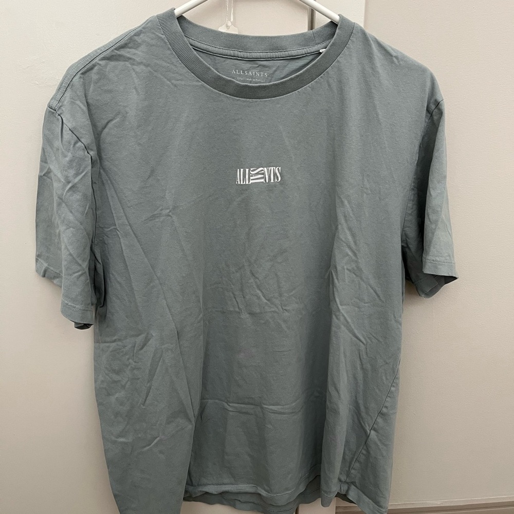 All Saints Gray Short Sleeve Tee Casual Cotton Blend